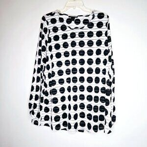 Ashley Stewart Black White Polka Dots Long Sleeve Blouse Top Sz 14/16